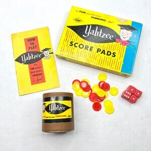 Vintage 1956 E.S. Lowe Yahtzee Scoring Pads & Extra Pieces